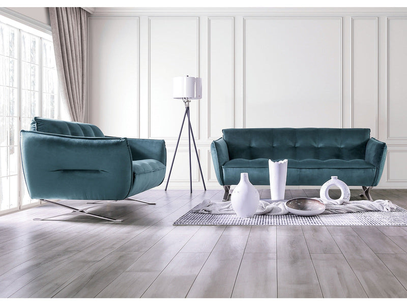 Civellutino Teal Upholstery Living Room Set