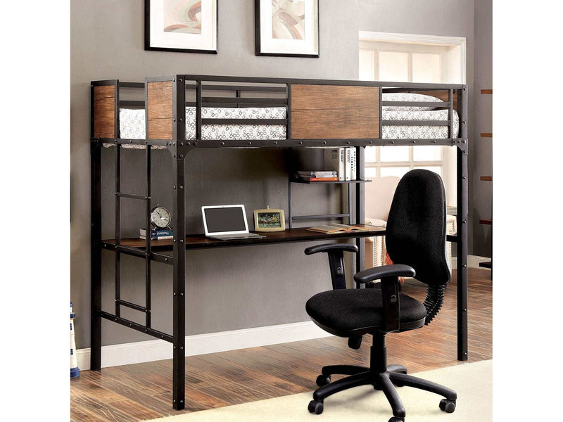 Clapton Black Twin Bed w/ Workstation