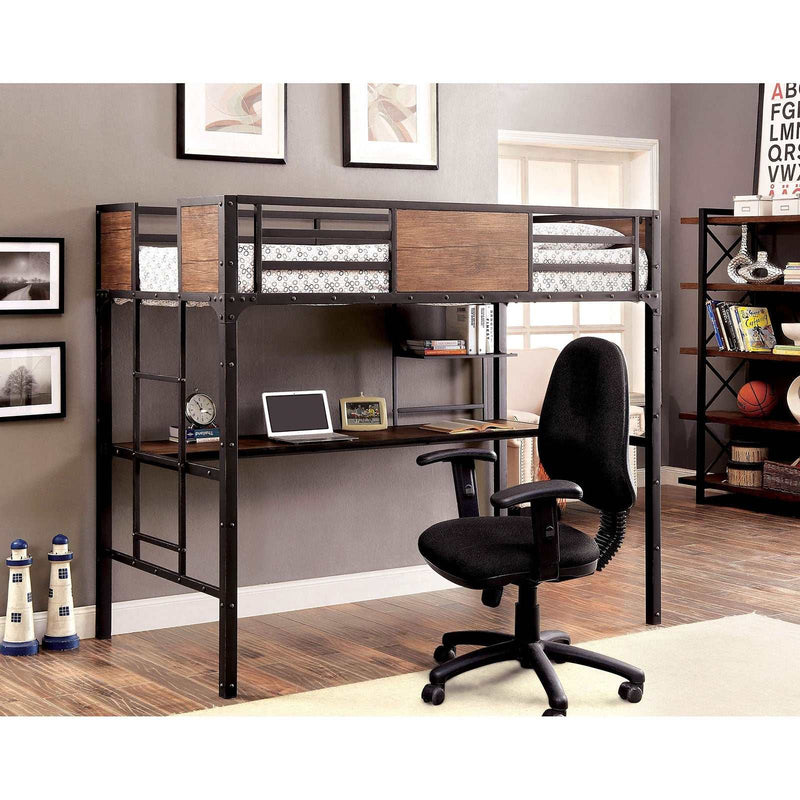 Clapton Black Twin Bed w/ Workstation