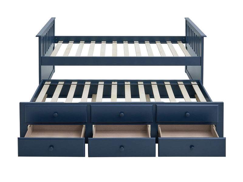Clemens Midnight Blue Twin Captain Bed w/ Trundle