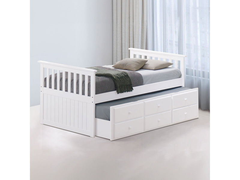 Clemens White Twin Captain Bed
