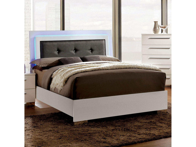 Clementine White & Gray Queen Panel Bed