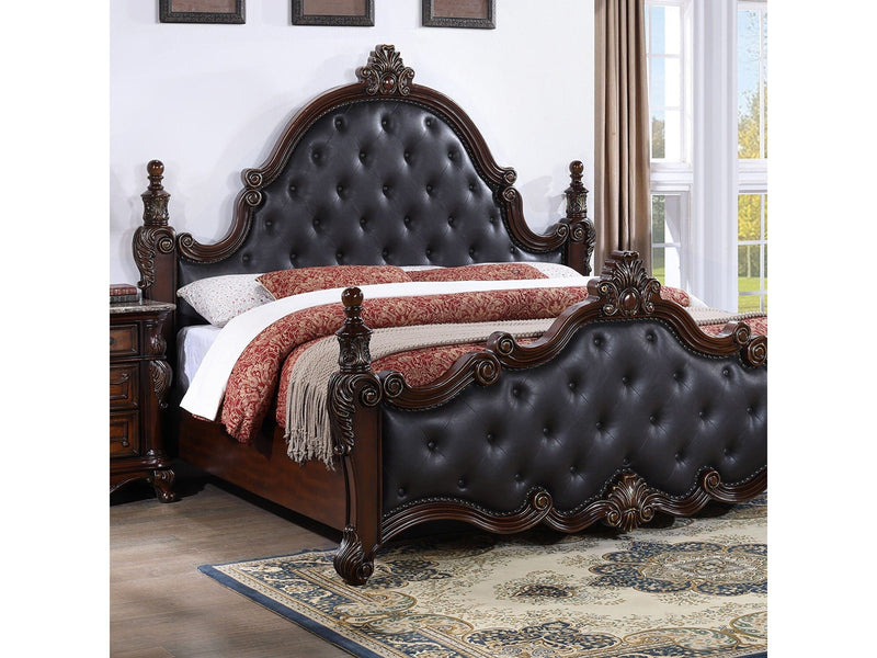 Cremona Dark Cherry E.King Bed Leatherette