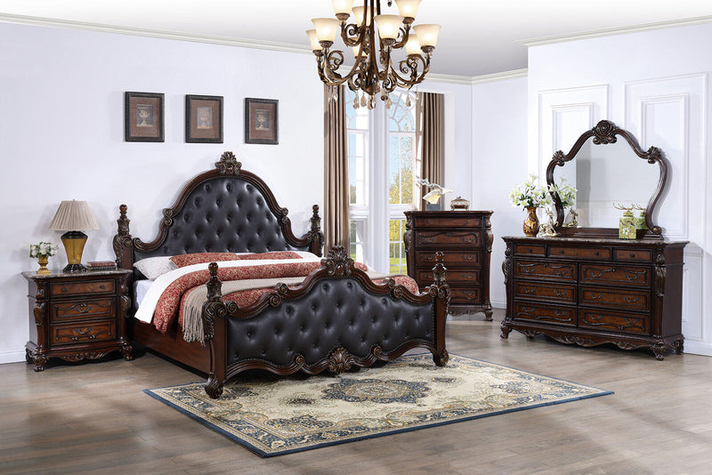 Cremona Dark Cherry Queen Leatherette Bed