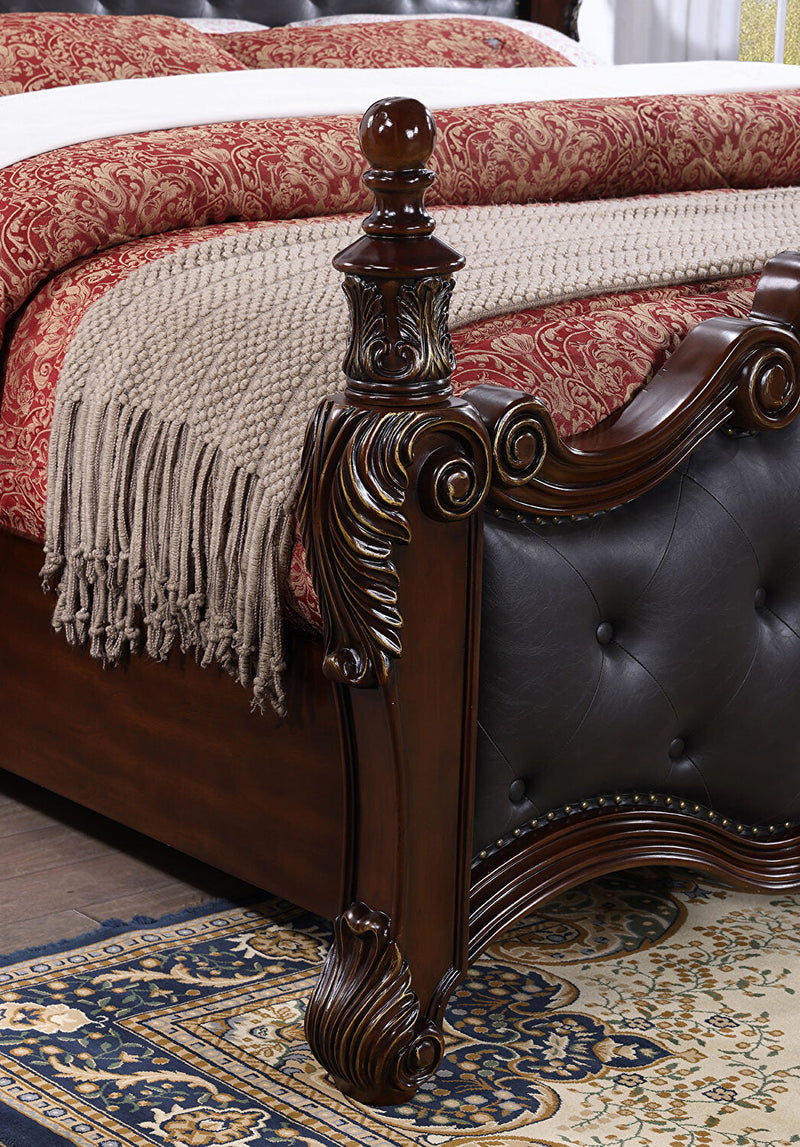 Cremona Dark Cherry Queen Leatherette Bed