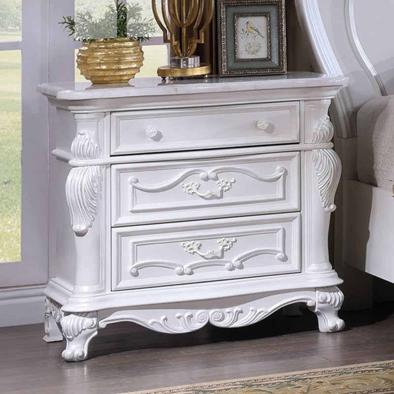 Cremona White 5 Pc. Queen Bedroom Leatherette Set w/ 2NS