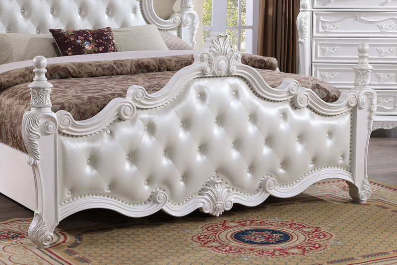 Cremona White Queen Leatherette Bed