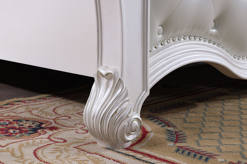 Cremona White Queen Leatherette Bed