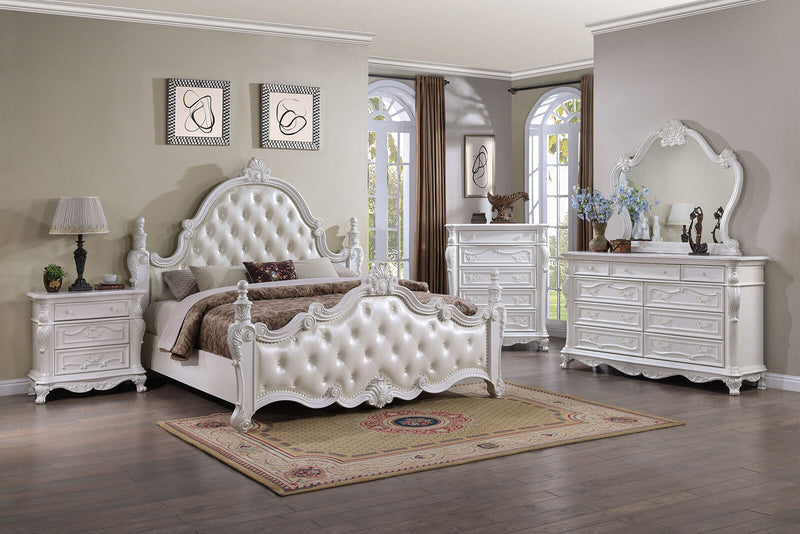 Cremona White Queen Leatherette Bed