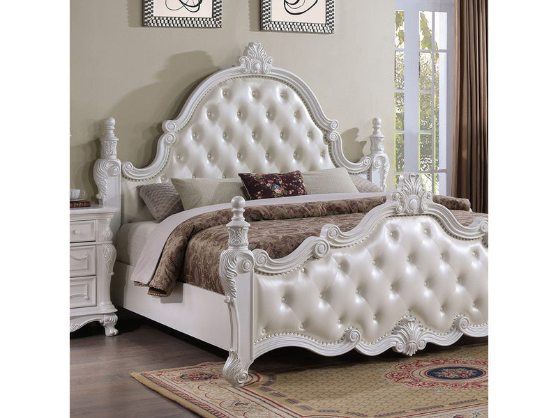 Cremona White Queen Leatherette Bed