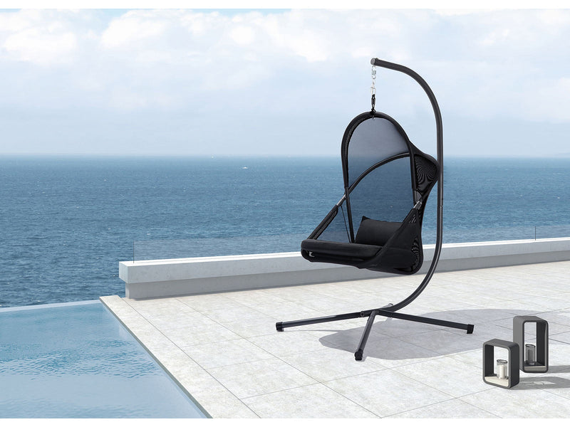 Crush Black Outdoor Swing Chair w/Stand