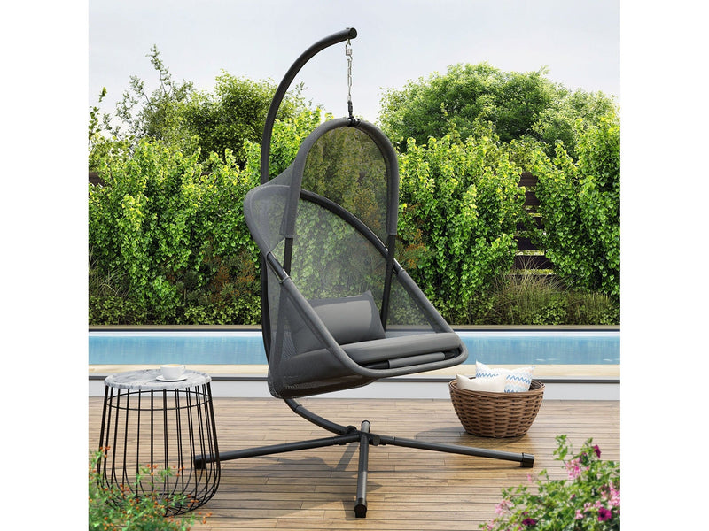Crush Dark Gray Outdoor Swing Chair w/Stand