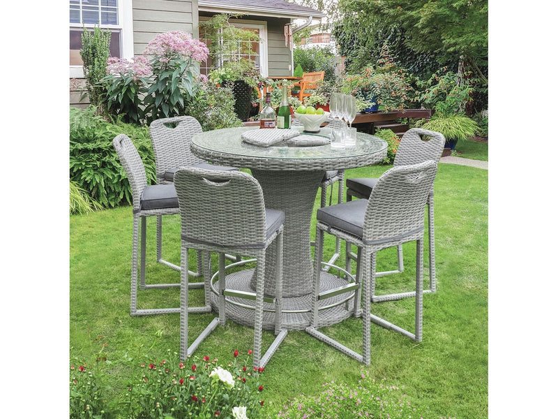 Cyprus Gray Outdoor 7-Piece Bar Table Set