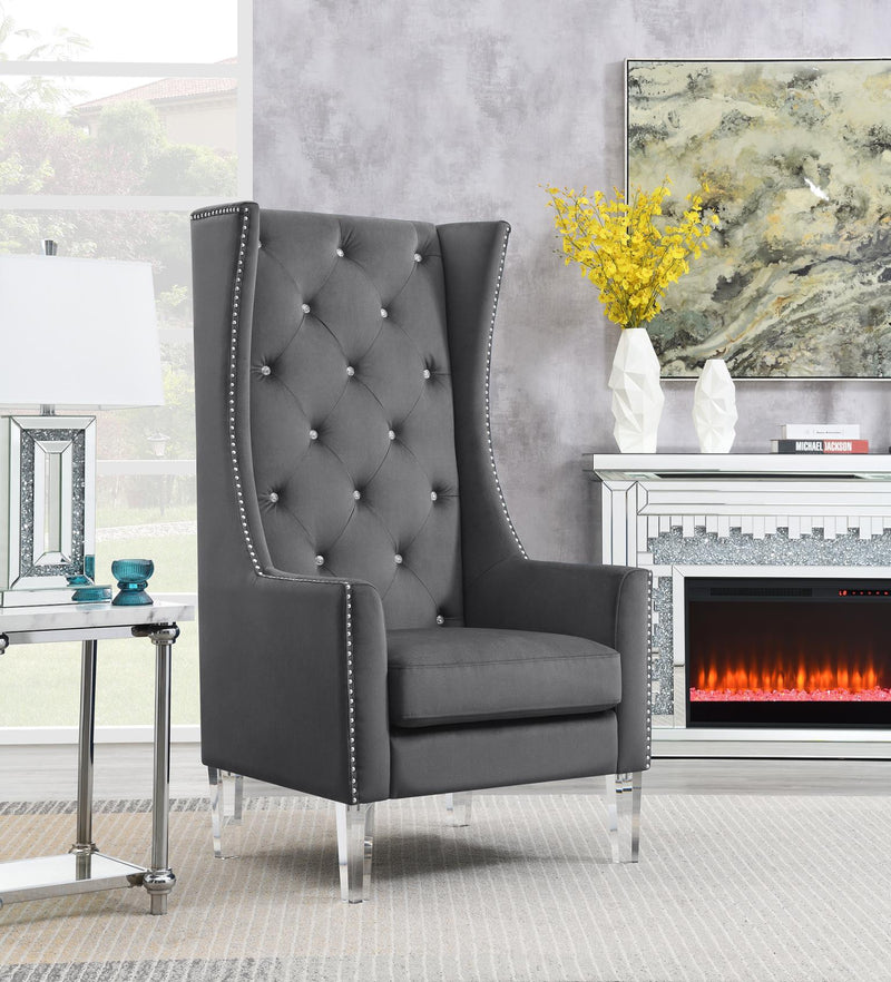 High Velvet Wing Chair