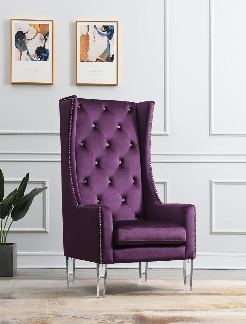 High Velvet Wing Chair