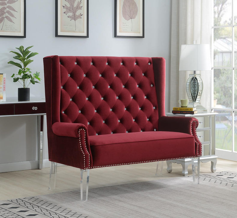 Tan Velvet Wing Chair