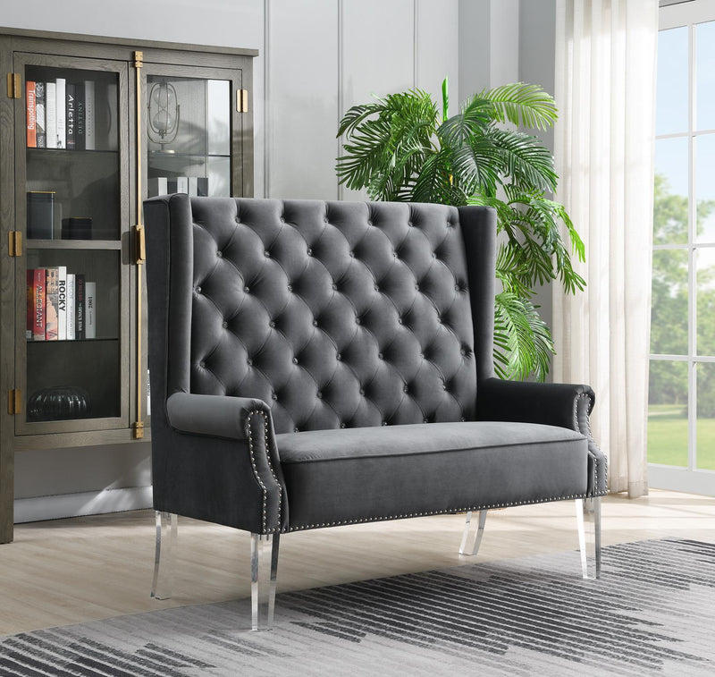 Tan Velvet Wing Chair