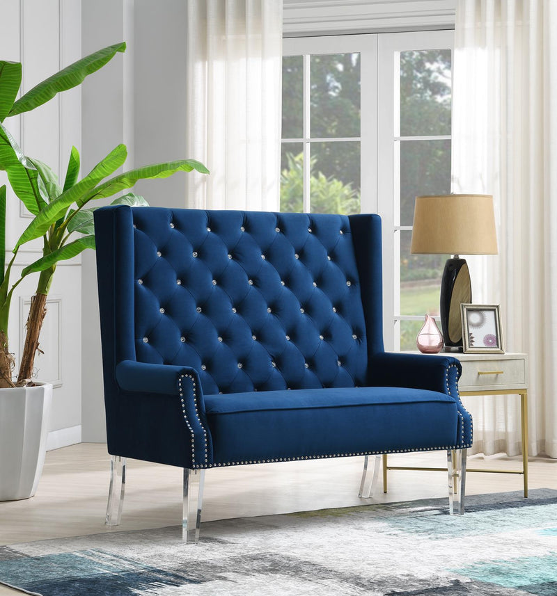 Tan Velvet Wing Chair