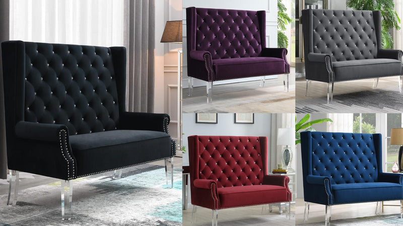Tan Velvet Wing Chair