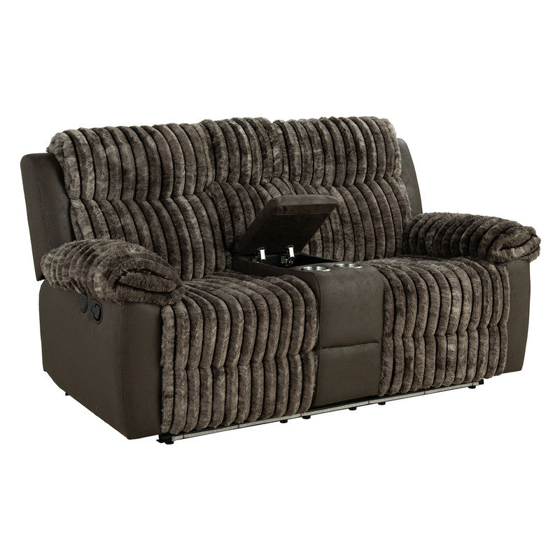 Dionysus Brown Manual Reclining Loveseat w/ Console