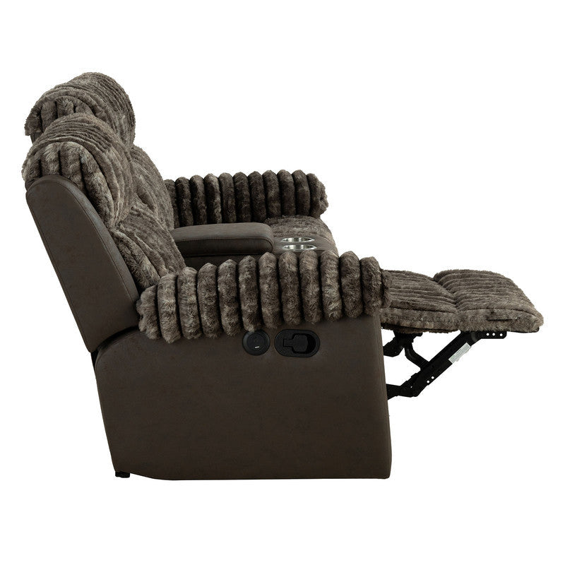 Dionysus Brown Manual Reclining Loveseat w/ Console