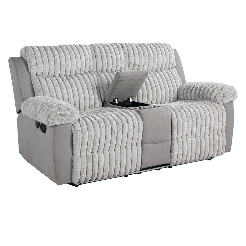 Dionysus Gray Manual Reclining Loveseat w/ Console