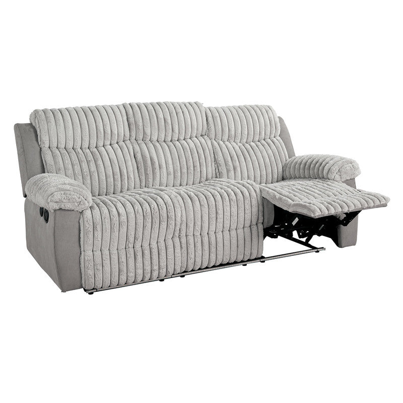 Dionysus Gray Manual Reclining Sofa w/ USB & LED
