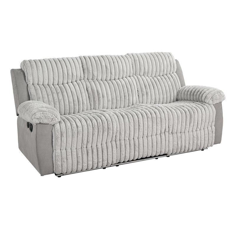 Dionysus Gray Manual Reclining Sofa w/ USB & LED