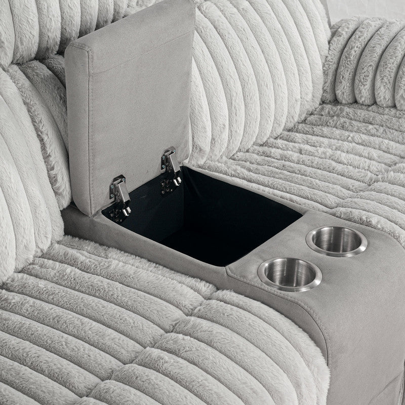 Dionysus Gray Manual Reclining Sofa w/ USB & LED