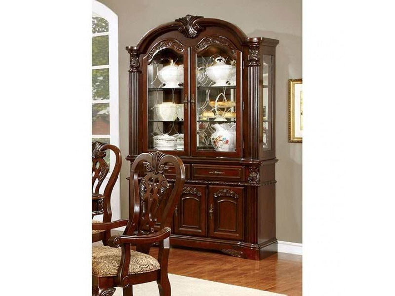 Elana Brown Cherry Curio/Hutch & Buffet