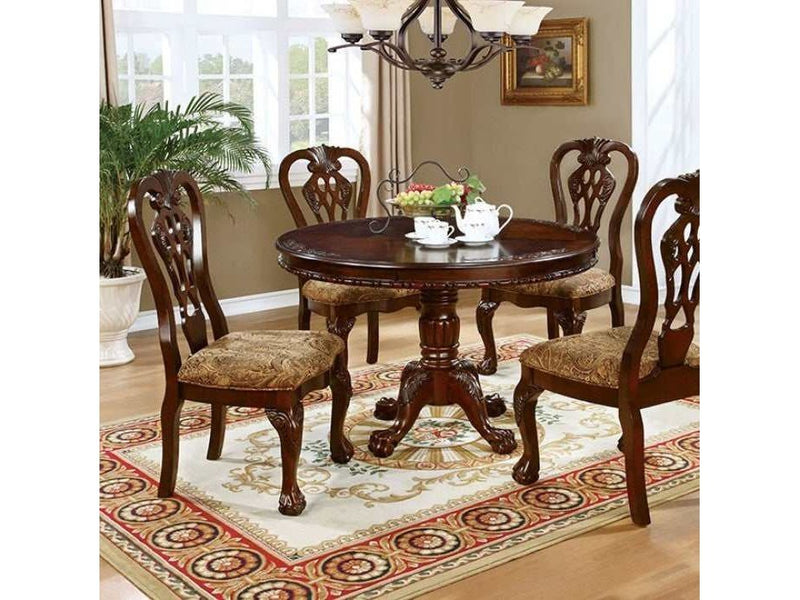 Elana Brown Cherry Round Dining Room Set / 5pc