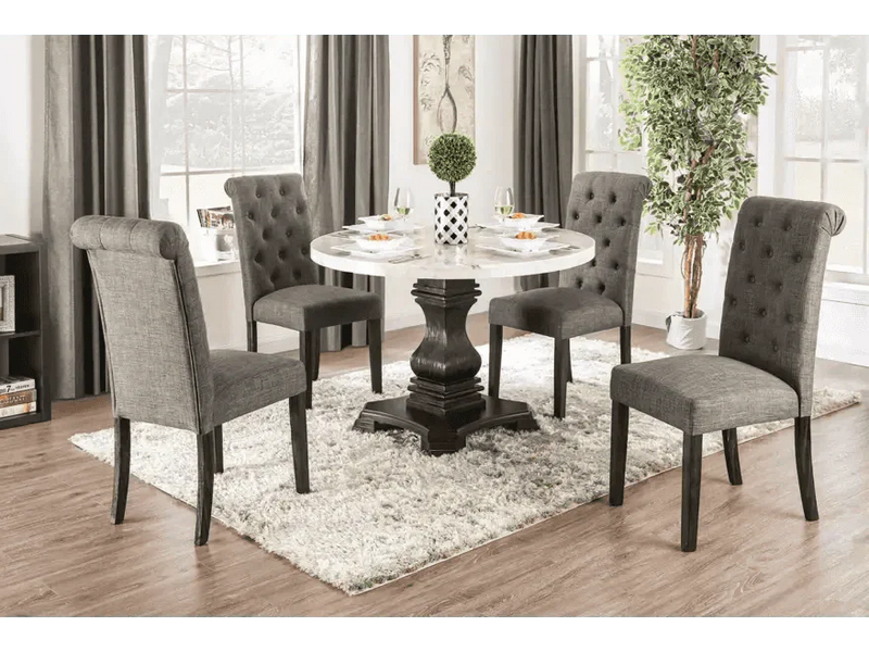 Elfredo Antique Black, & Gray 5pc Dining Room Set