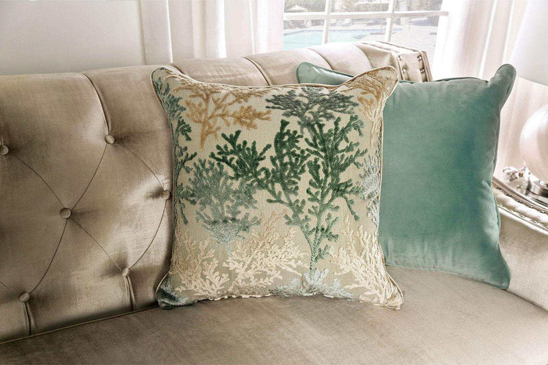 Elicia Champagne Stationary Sofa & Loveseat 2pc
