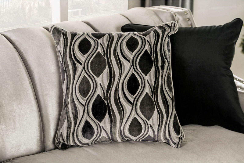 Elicia Silver Stationary Sofa & Loveseat 2pc