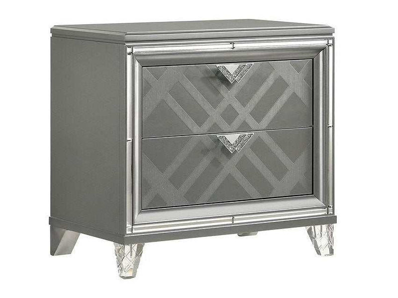 Emmeline Silver Nightstand w/ USB Charge