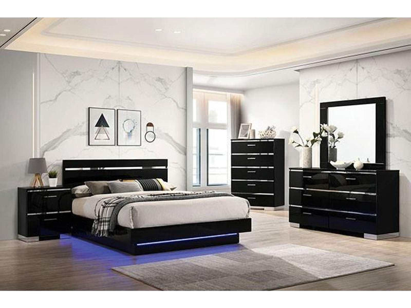 Erlach Black & Chrome 4pc Queen Bedroom Set