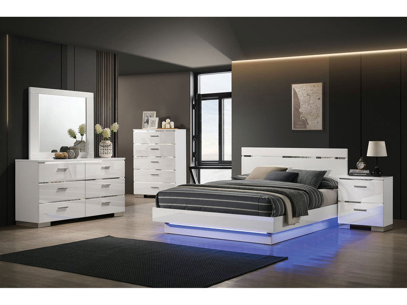 Erlach White/Chrome 5 Pc. Queen Bedroom Set w/ 2 Nightstand