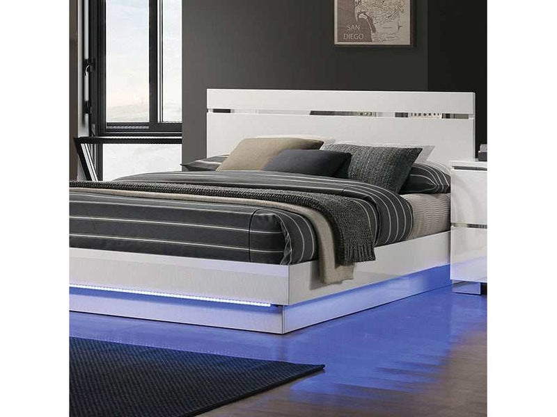 Erlach White/Chrome California King Bed/Chrome