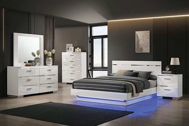 Erlach White/Chrome California King Bed/Chrome