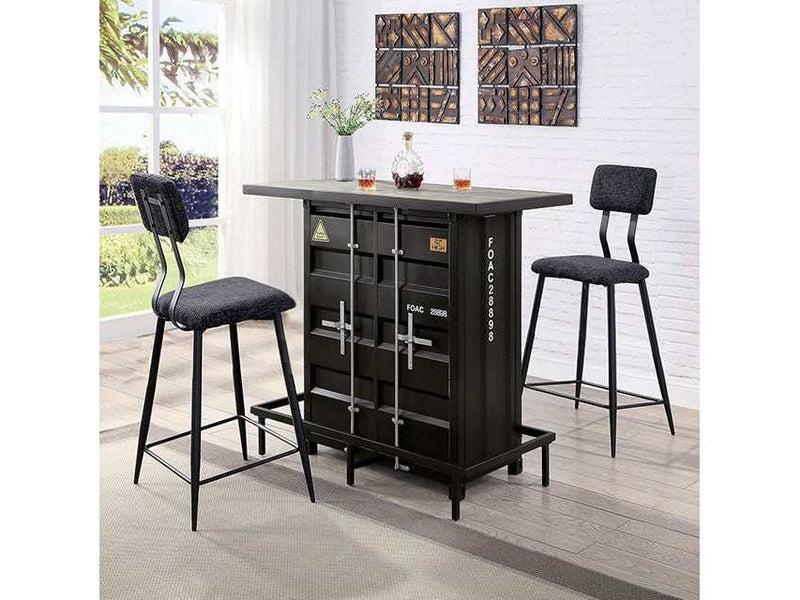 Esdargo Black/Distressed Dark Oak Bar Height Table w/ LED Light