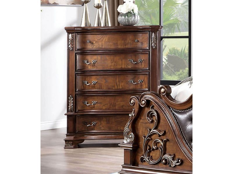 Esparanza Brown Cherry 5 Pc. Queen Bedroom Set w/ Chest