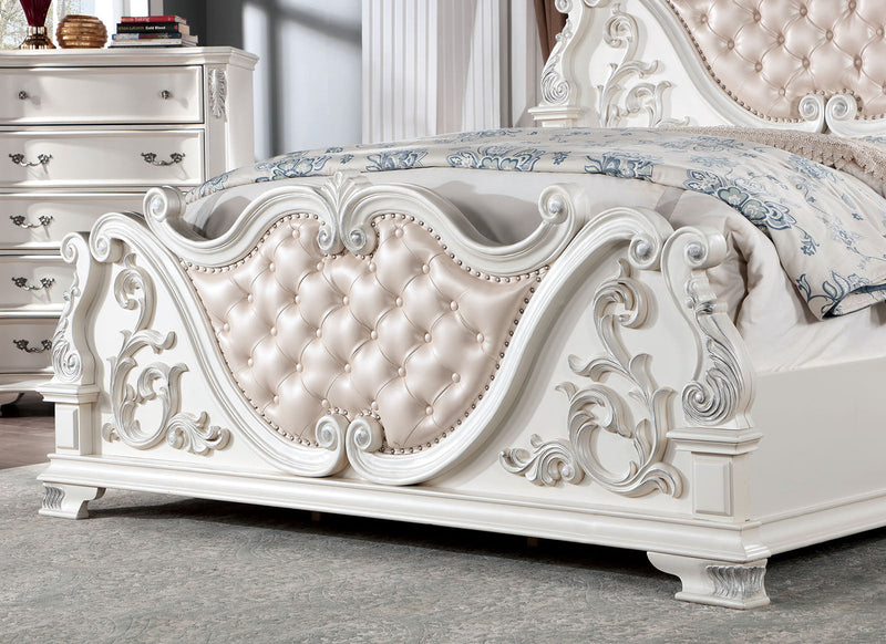 Esparanza Pearl White 5 Pc. Queen Bedroom Set w/ 2NS