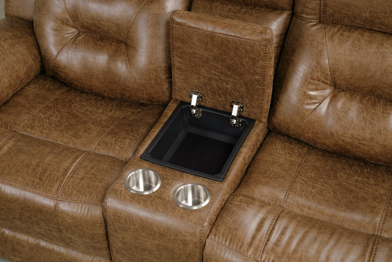 Ezekius Brown Leatherette Reclining Loveseat