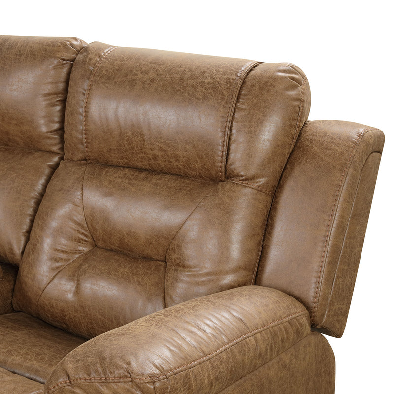 Ezekius Brown Leatherette  Reclining Sectinoal