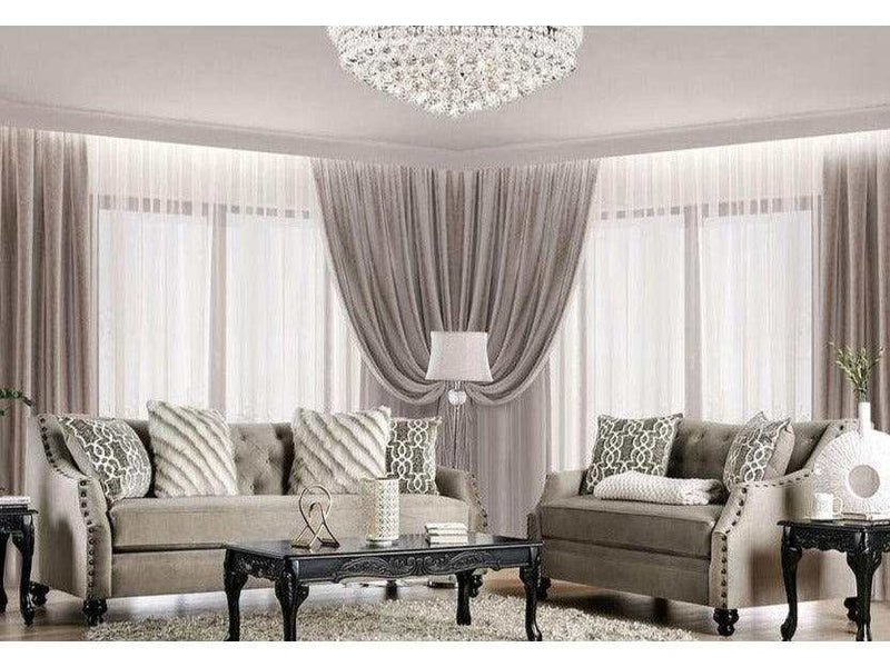 Ezrin Light Brown Stationary Sofa & Loveseat 2pc