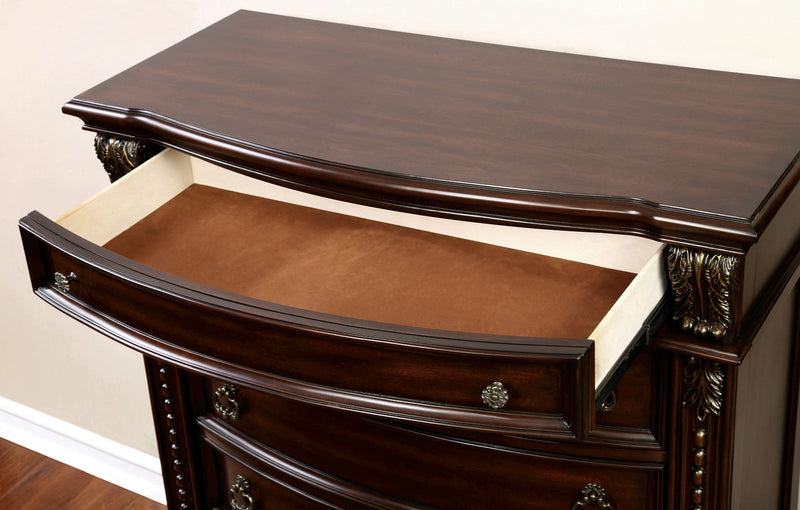 Fromberg Brown Cherry 5 Piece Bedroom Set w/2 Nightstands