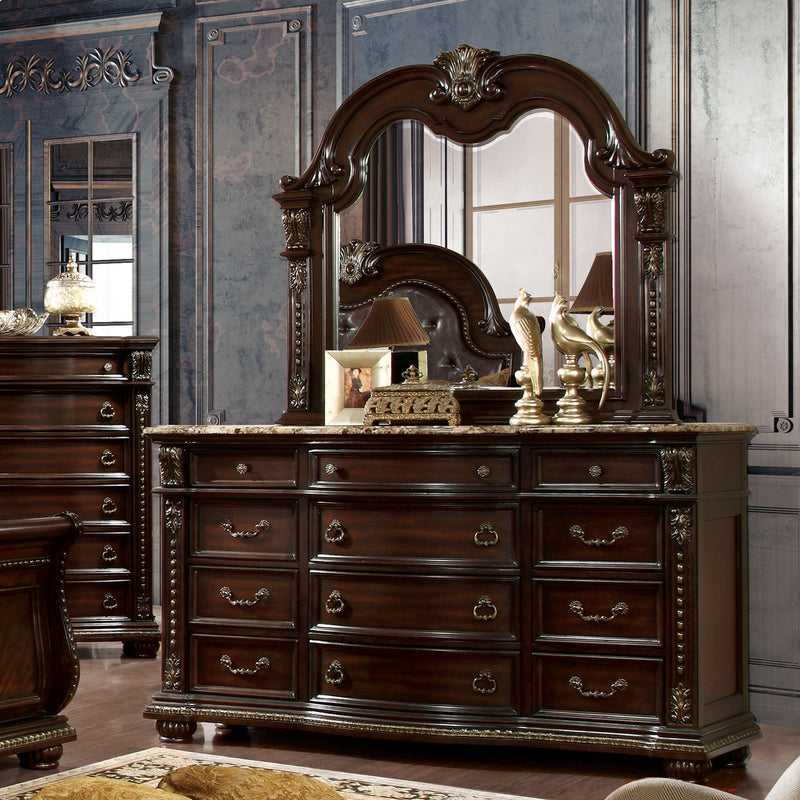 Fromberg Brown Cherry 5 Piece Bedroom Set w/2 Nightstands