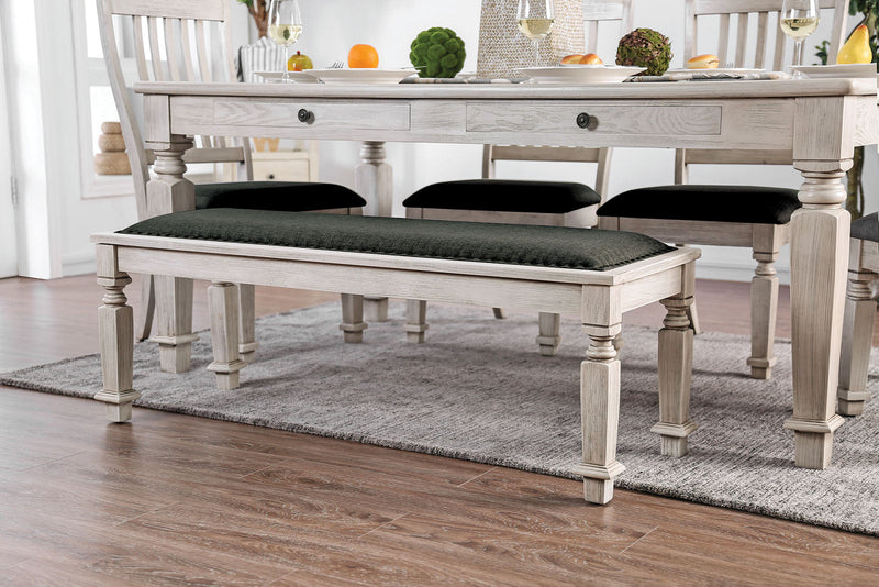 Georgia Antique White/Gray 6 Pc. Dining Room Set w/ Bench