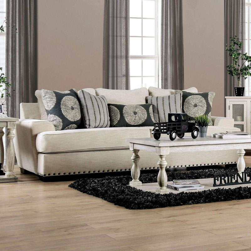 Germaine Ivory Stationary Sofa & Loveseat 2pc