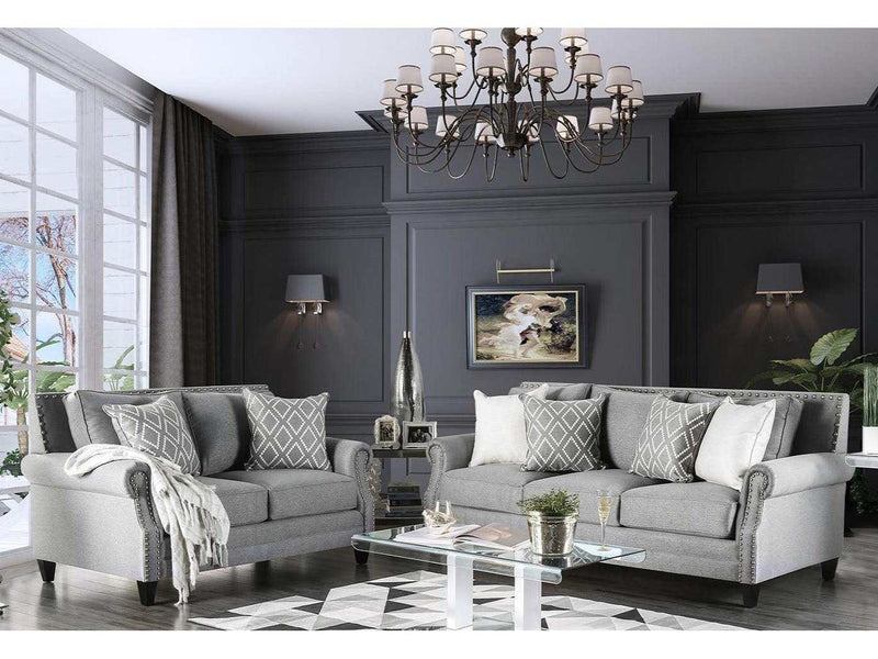 Giovanni Gray Stationary Sofa & Loveseat 2pc